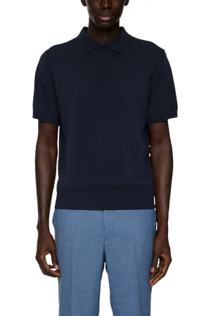 J Lindeberg Reymond Solid Stripe Short Sleeve Polo Shirt, Rain Washed
