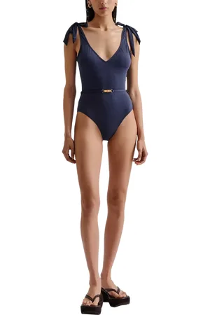 By Malina Sally Textured Belted Swimsuit