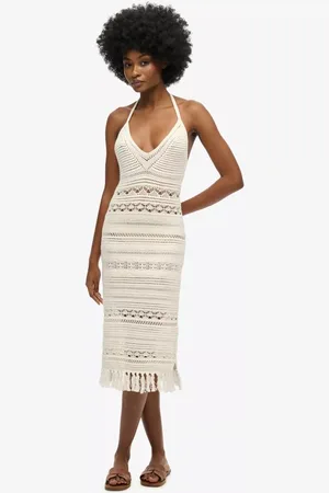 Superdry Crochet Pure Organic Cotton Midi Dress
