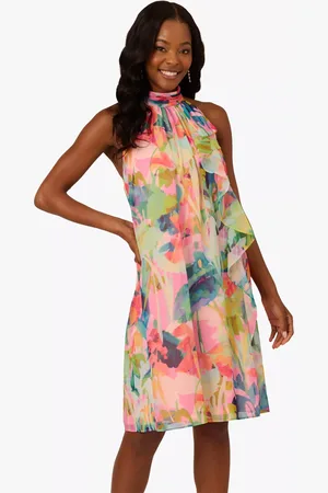 Adrianna Papell Watercolour Floral Trapeze Dress