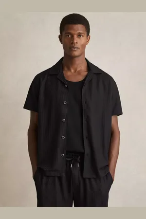 Reiss Warwick Textured Stripe Regular Fit Short Sleeve Shirt