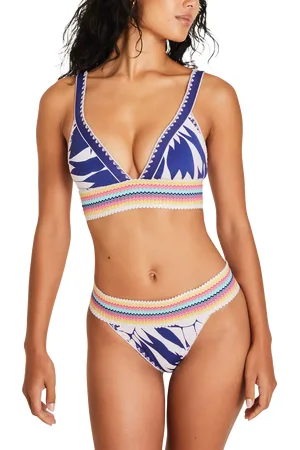 Accessorize Palm Print Elastic Trim Bikini Bottoms