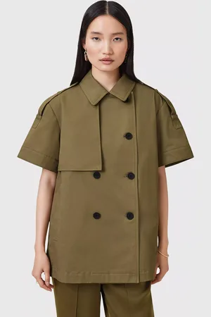 AllSaints Flow Double Breasted Short Sleeve Trench Coat