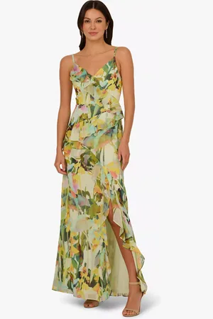 Adrianna Papell Watercolour Floral Chiffon Dress