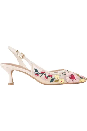 Kurt Geiger Aria Low2 Floral Kitten Heel Court Shoes