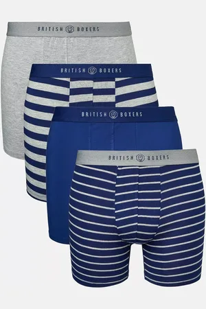 British Boxers Bamboo Trunks, Pack of 4, Grey and Navy