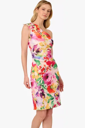 Adrianna Papell Floral Scuba One Shoulder Dress