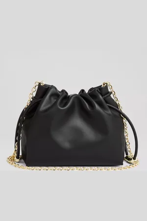 L.K. Bennett Kendra Beaded Drawstring Leather Crossbody Bag, Black