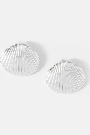 mint&berry Statement Shell Stud Earrings, Tone