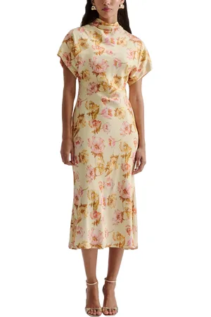 By Malina Alivia Floral Satin Midi Dress