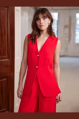 mint&berry Shell Button Longline Waistcoat