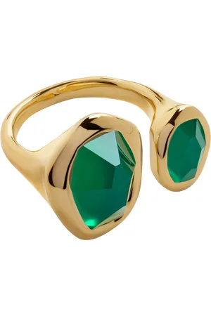Monica Vinader Odyssey Open Ring, Green Onyx/Gold