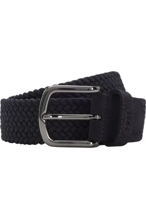 HUGO BOSS BOSS Woven Leather Trimmed Belt