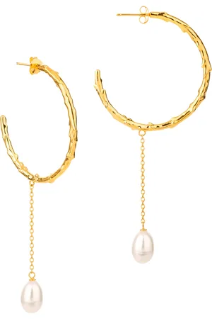 Claudia Bradby Reykjavik Organic Textured Hoop Earrings with Pearl Drop