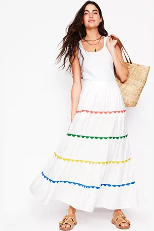Boden Nadia Cotton Doublecloth Tiered Maxi Skirt