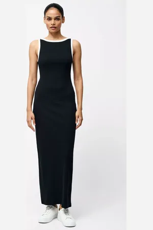 French Connection Rasia Ribbed Binding Boat Neck Maxi Dress