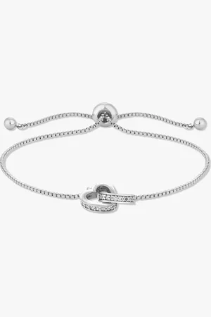 Jon Richard Heart Link Cubic Zirconia Toggle Bracelet