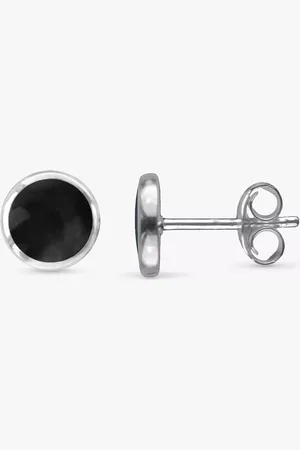 Nina B Unisex Round Imitation Onyx Stud Earrings