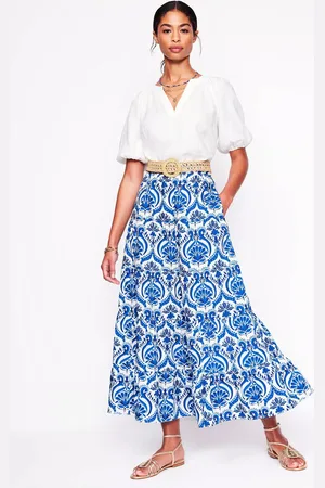 Boden Nadia Cotton Tiered Maxi Skirt