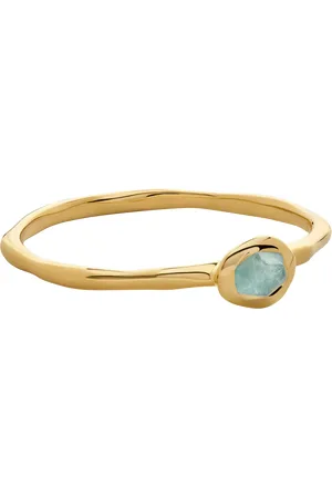 Monica Vinader Odyssey Gemstone Stacking Ring, Aquamarine/Gold