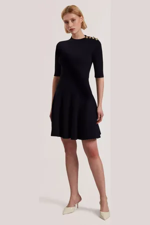 Ted Baker Lilano Ribbed Knit Button Detail Skater Dress