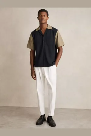 Reiss Peza Colour Block Regular Fit Short Sleeve Shirt