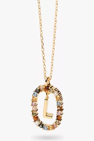 PDPAOLA Alphabet Initial Crystal Pendant Necklace, Gold/Multi