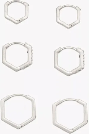 AllSaints Hexagon Huggie Hoop Earrings, Set of 3