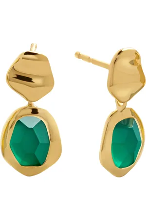 Monica Vinader Odyssey Small Drop Earrings, Onyx/Gold