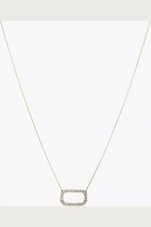 AllSaints Cubic Zirconia Hexagon Chain Necklace, Silver