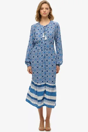 Superdry Printed Long Sleeve Midi Dress