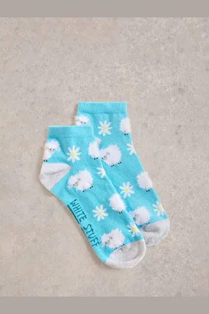 White Stuff Fluffy Sheep Print Trainer Socks
