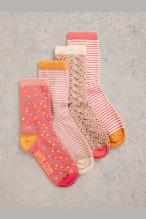 White Stuff Mixed Pattern Ankle Socks, Pack of 4