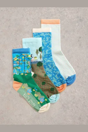 White Stuff Summer Days Ankle Socks, Pack of 4