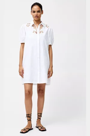 French Connection Cambria Cotton Embroidered Mini Shirt Dress