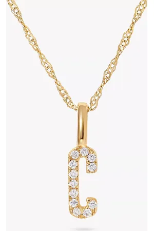 EDGE OF EMBER 14ct Gold Diamond Initial Pendant Necklace