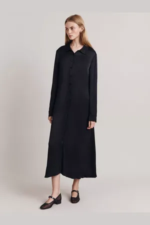 Ghost Thea Satin Maxi Shirt Dress