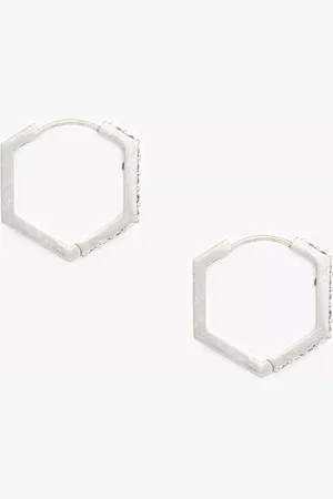 AllSaints Cubic Zirconia Hexagon Hoop Earrings