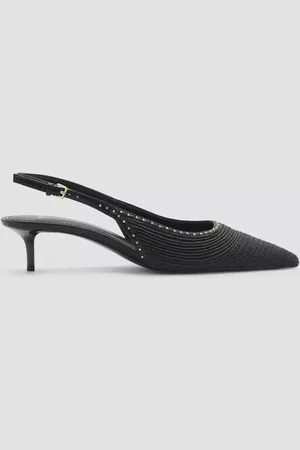 MANGO Natu Straw Pointed Slingback Courts