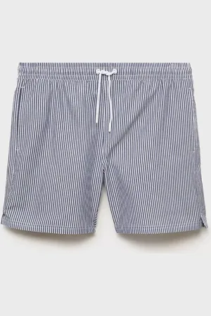 MANGO Stripe Seersucker Swim Trunks