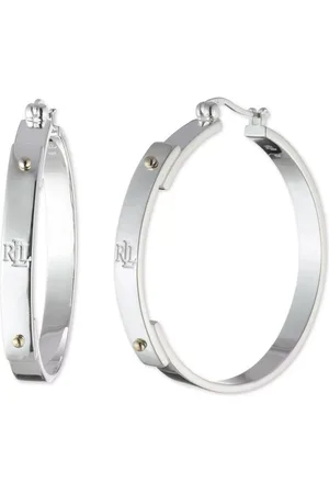 Ralph Lauren Lauren Sterling Logo Hoop Earrings