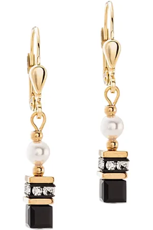 COEUR DE LION Swarovski Crystal and Faux Pearl Cube Drop Earrings