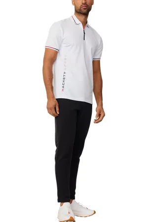 Hackett Sport Cotton Blend Regular Fit Zip Neck Polo Shirt