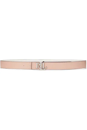 Ralph Lauren Lauren Leather Logo Reversible Belt, Sunrise Blush/Soft White