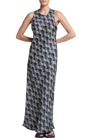 ASCENO Valencia Sunrise Noir Pure Silk Dress