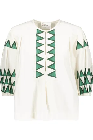 Leon & Harper Cacia Geometric Embroidered Top