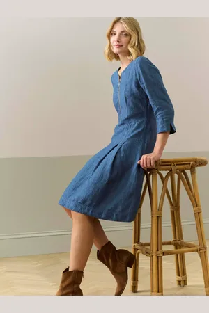 BRORA Cross Weave Pure Linen Zip Dress