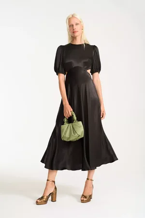 Ghost Amber Satin Keyhole Dress