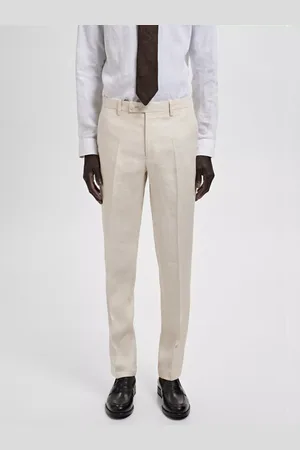 MANGO Amalfi Linen Straight Leg Trousers