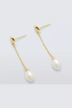 Lido Oval Freshwater Pearl and Cubic Zirconia Bar Drop Earrings